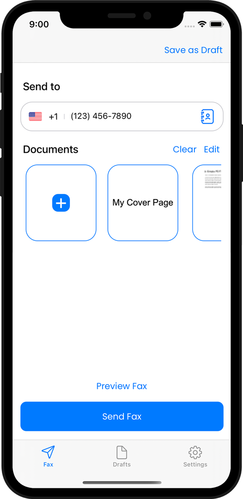 Safe Fax uploaded documents screenshot