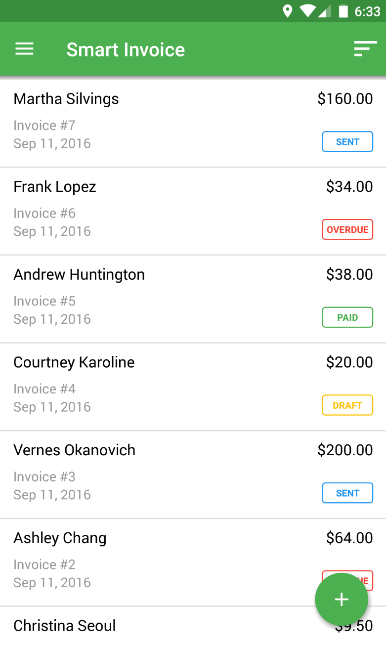 Smart Invoice app home screenshot